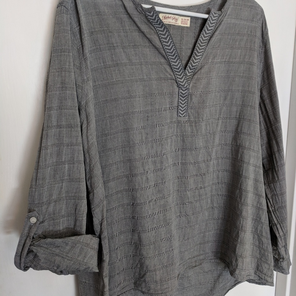 Gray striped Linen blouse